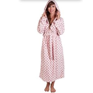 Plus Size Light Pink & Gray Polka Dot Cozy Robe